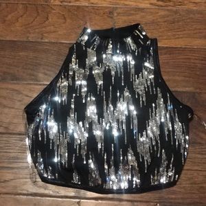 Sequin crop sleeveless crop top